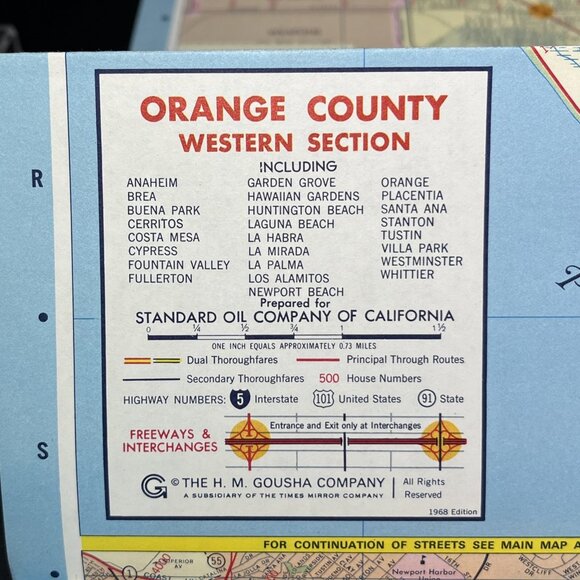 VTG. 1968 Lot Of 3 Chevron Maps Califorina, Orange County, San Francisco USA - Picture 12 of 14